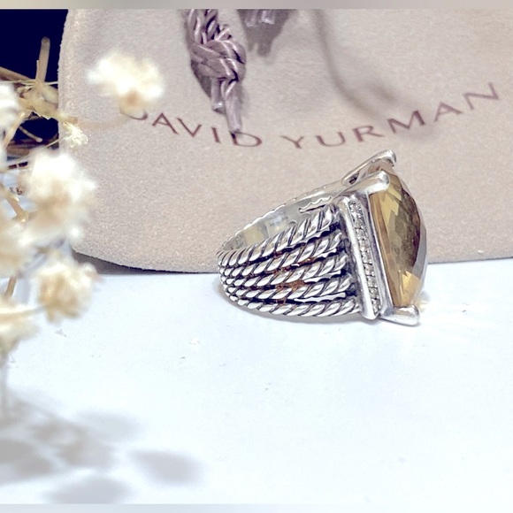 20x16mm David Yurman Large Wheaton Ring with Citrine and Pave Diamonds - Picture 10 of 16